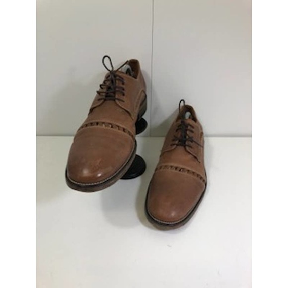 John Varvatos Leather Cap Toe Lace-Up Oxford Dress Shoes Brown Mens US 10.5